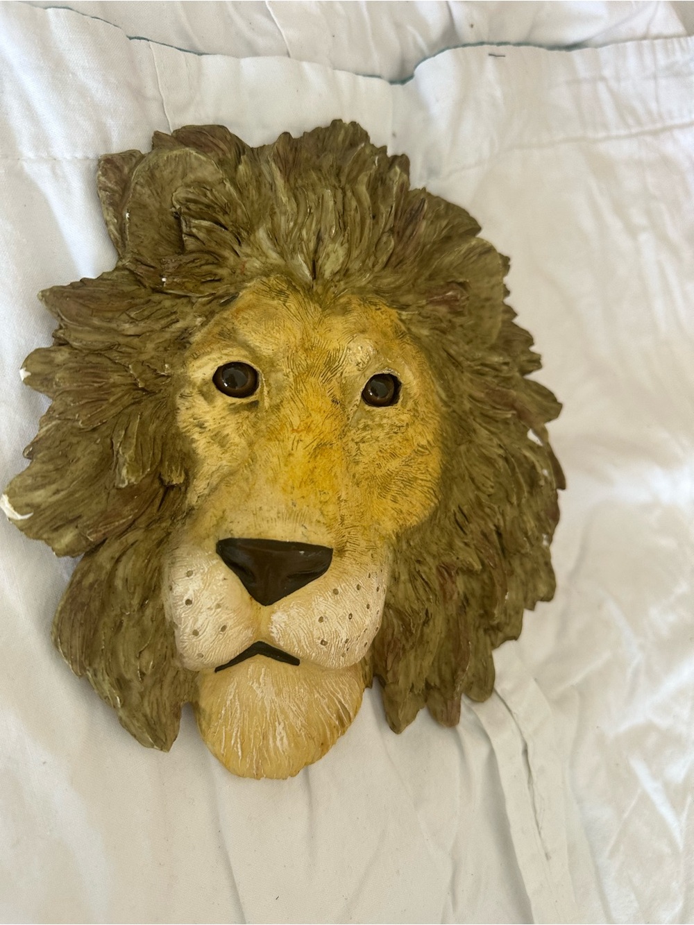 Home Interiors Hand-Painted Lion Wall Sculpture in Brown and Yellow